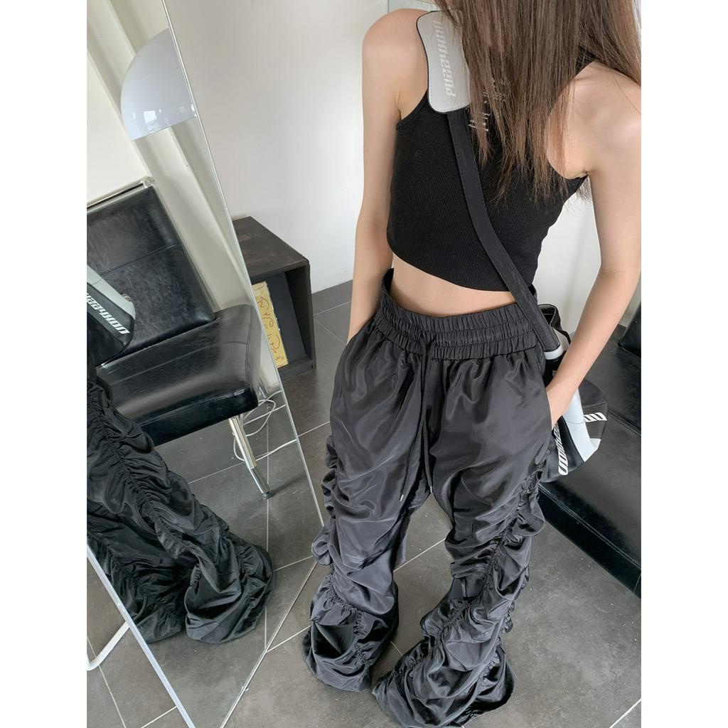 Quần Dài Lưng Cao Dáng Rộng Xếp Ly Thời Trang Xuân Thu Cho Nam Và Nữ