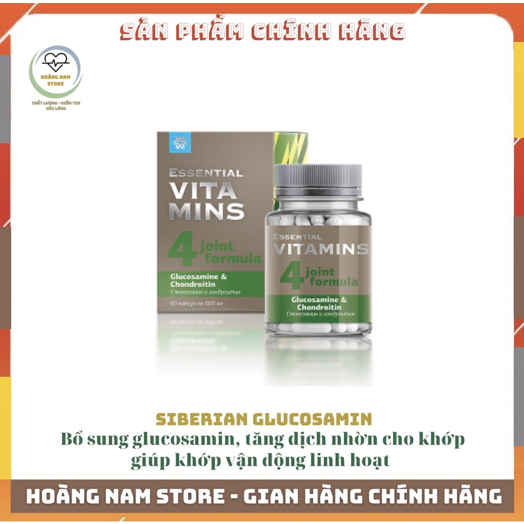 siberian Essential Vitamins Glucosamine &amp; Chondroitin , giúp bổ sung glucosamin, tăng dịch nhờn cho khớp, hộp 60v