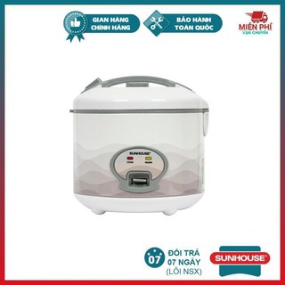 Nồi cơm điện 1.8l sunhouse shd8602, nồi cơm điện sunhouse siêu bền, bảo hành toàn quốc, lòng nồi chống dính whitford