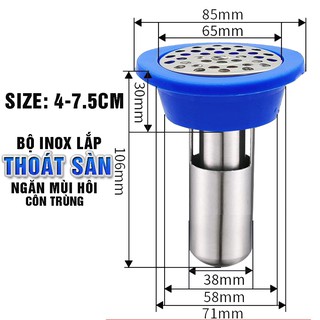 Ngăn mùi nhà tắm inox 304 lắp thoát sàn chống mùi hôi ngăn vi khuẩn trào ngược lên Size D: 4cm-7.5cm – DH3011