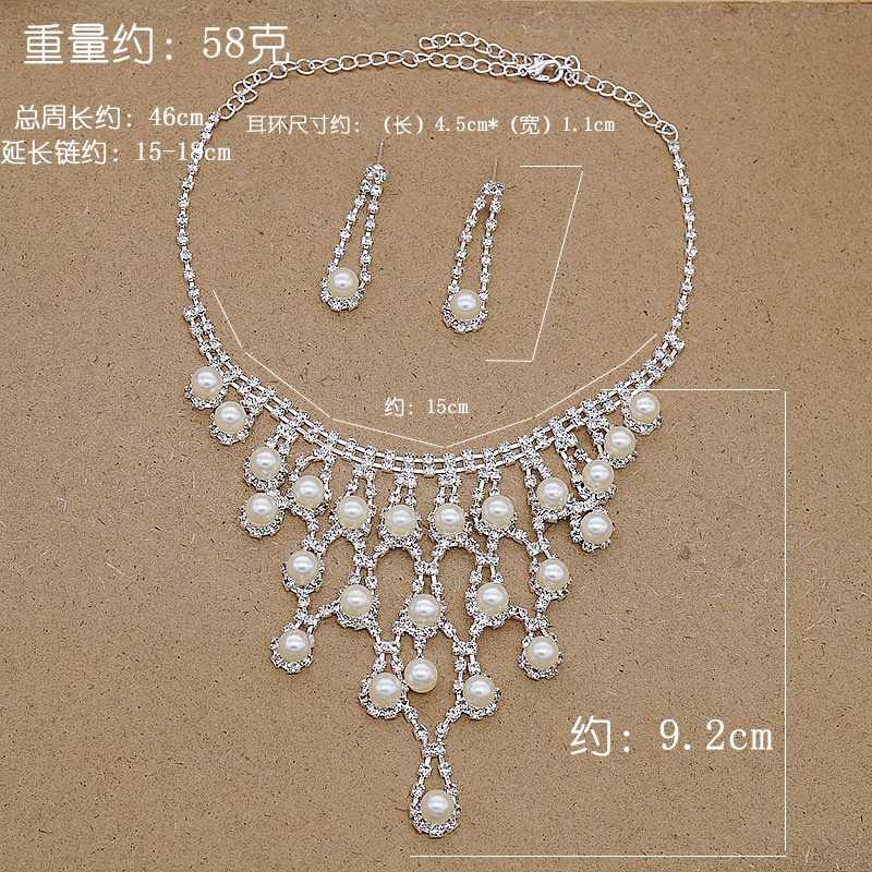 Set Vòng cổ Và Đôi Khuyên Tai Đính Ngọc Trai Thiết Kế Thời Trang