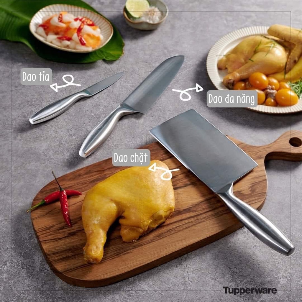 Bộ Dao Classic Pro Asian Knife Set 3 Tupperware Hàng chính hãng - Tặng kèm đế cắm dao