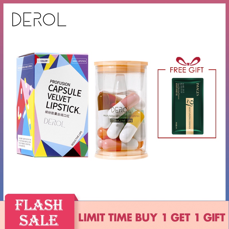 [Hàng mới về] Set 16 son môi Derol thiết kế hình viên thuốc độc đáo