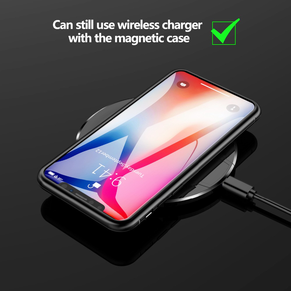 Ốp điện thoại kính cường lực viền kim loại cứng cáp có nam châm cho iPhone 11 Pro Max XR X XS MAX 8 7 6S 6 + 7+ 8+