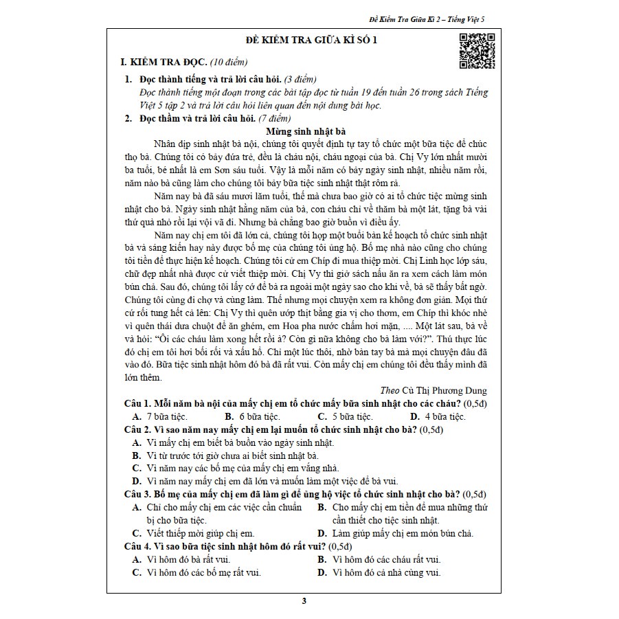 Sách - Đề kiểm tra dành cho học sinh lớp 5 - Toán và Tiếng Việt - học kì 2 (2 quyển)
