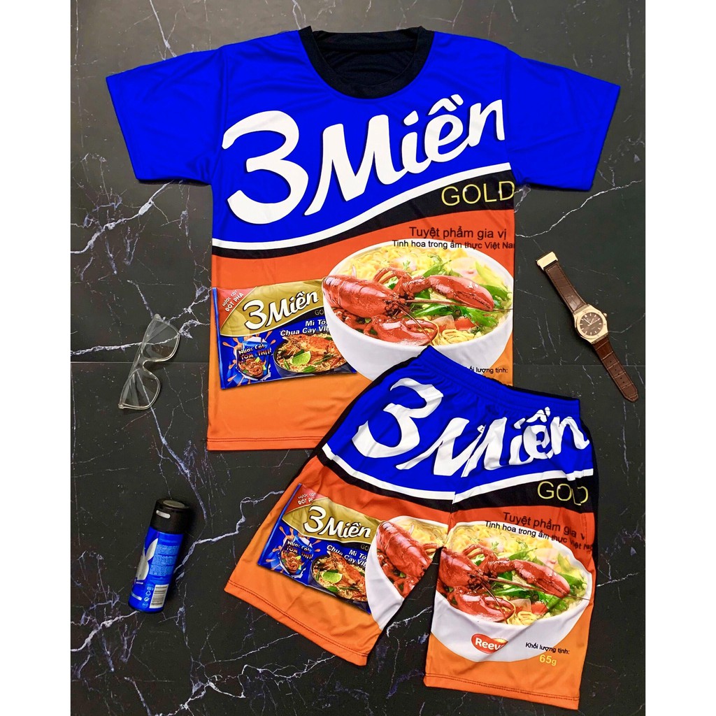 🌟Bộ hè nam_áo thun nam mì tôm ba miền
