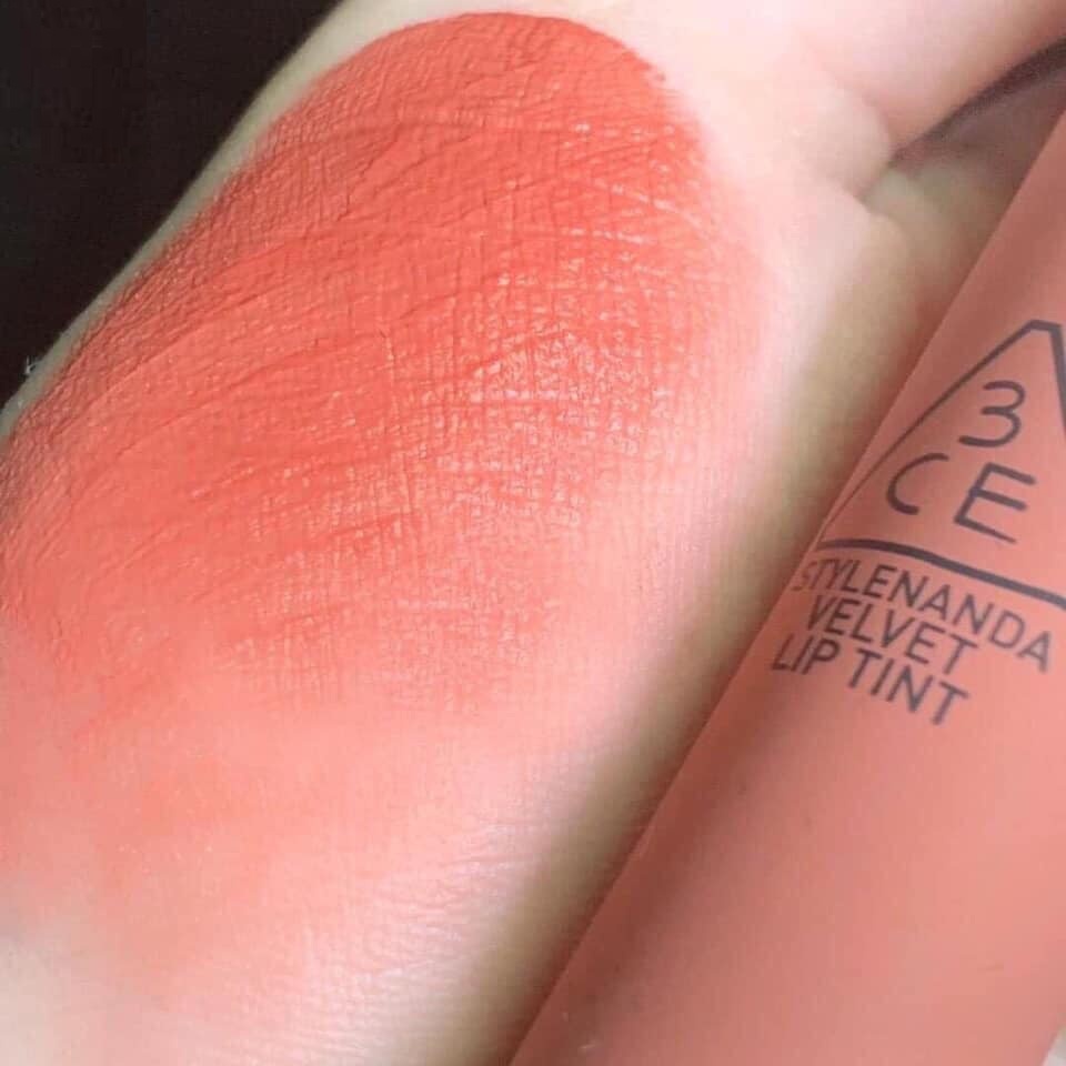 Son 3CE velvet lip tint màu cam hồng đất going right