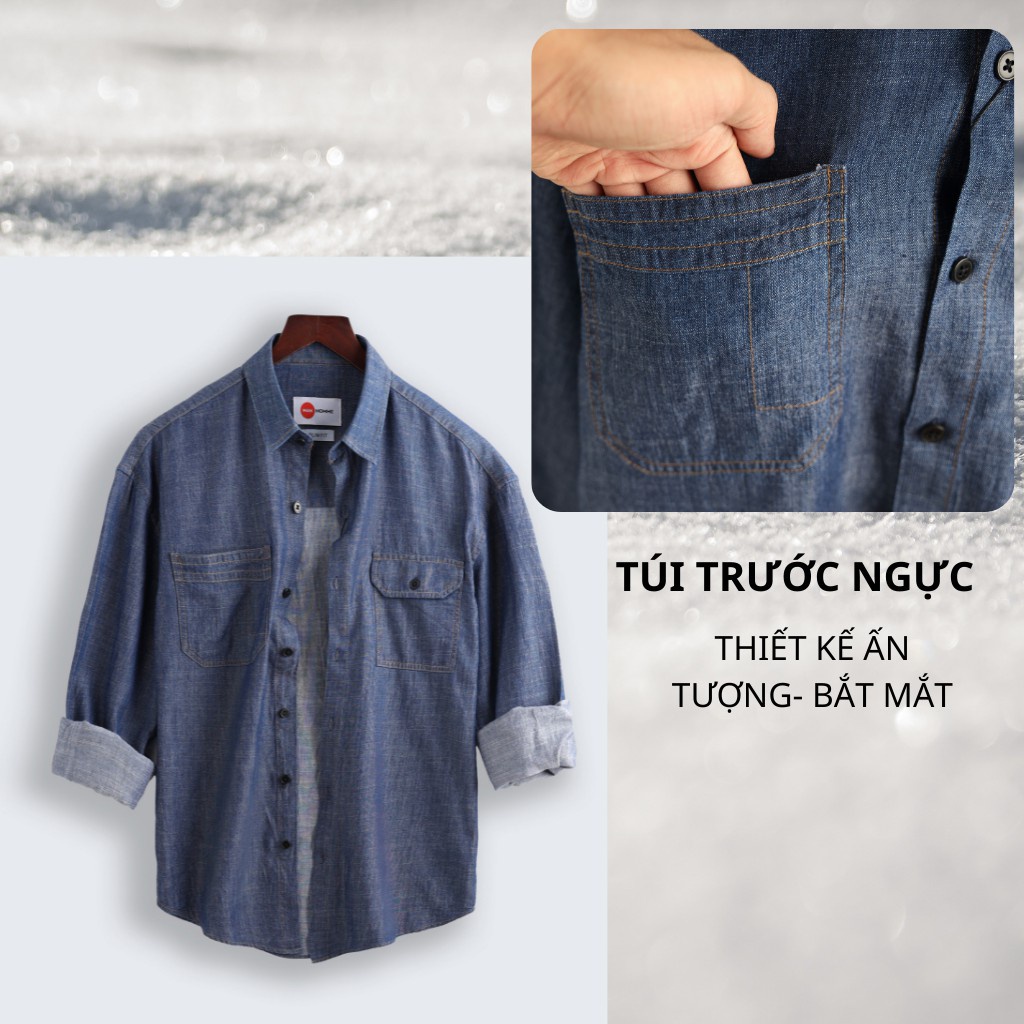 Áo Sơ Mi Jean Demin Nam Tay Dài Áo Khoác Denim Nam Giả Bỏ Giả Jean Mỏng Mát Hàng Cao Cấp  -SMDN -GUSTA