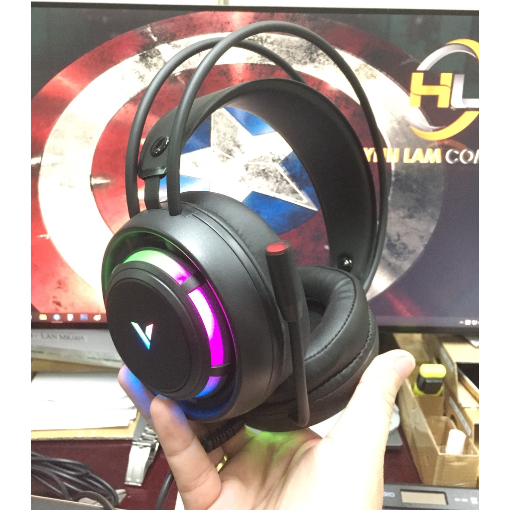 Tai nghe chụp tai Rapoo VH360 LED RGB kết nối cổng USB - Hàng chính hãng