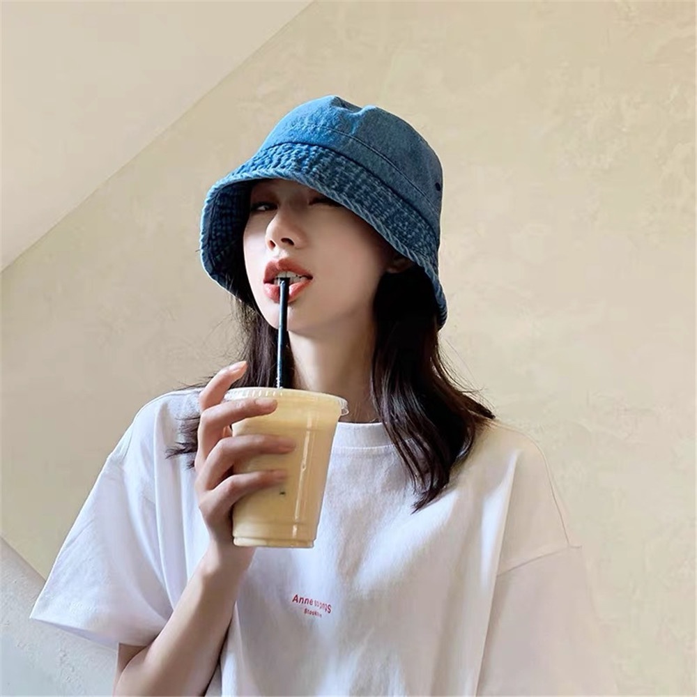 Mũ tai bèo màu xanh lam phong cách mùa hè Hàn Quốc cá tính cho nữ