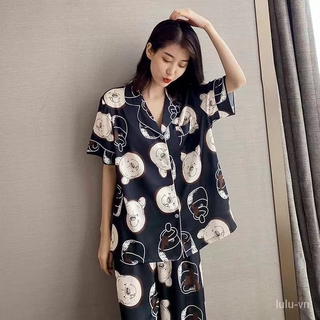Bộ Đồ Ngủ Lụa Bóng Thời Trang Cho Nữ