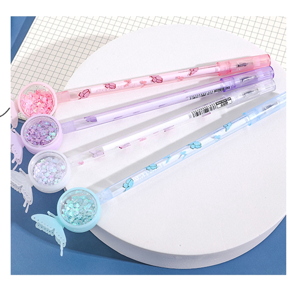 Set 4 Bút Bi Ngòi 0.5mm Mực Đen Trang Trí Bướm Xinh Xắn