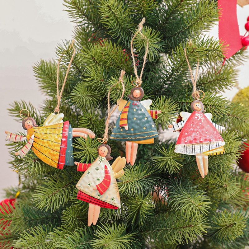 Phụ kiện hình thiên thần nhảy múa bằng kim loại treo trang trí cây thông Noel