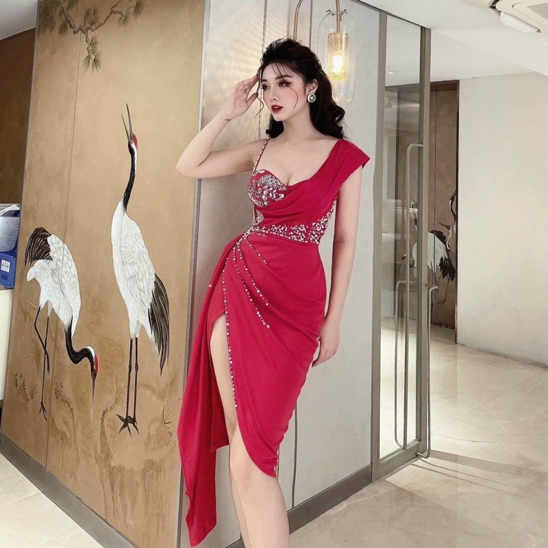 Đầm body dự tiệc TRIPBLE T DRESS kết hoa và cườm nổi sang trọng -size M/L - MS67Y