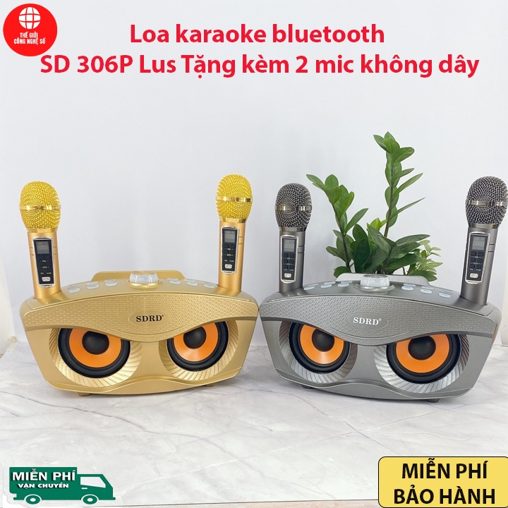 Loa Bluetooth karaoke SDRD SD 306 Plus bản 2020 đa năng, Loa kèm 2 micro hát karaoke Không dây- Phiên Bản Nâng Cấp lọc