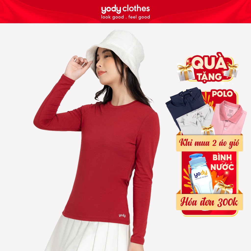 Áo thun nữ giữ nhiệt tay dài YODY cổ tròn, giữ ấm cơ thể, áo thun đông nhiều màu ATN5170