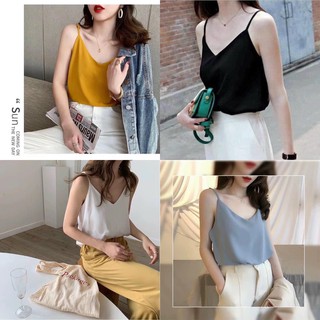 ÁO 2 DÂY LỤA NỮ CỔ TIM CHẤT ĐẸP A142