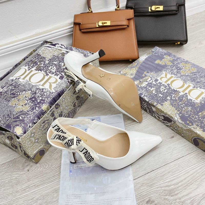 Sandal Trắng Gót Cong Da Bóng Mềm Êm Fullbox Hãng Cao Cấp