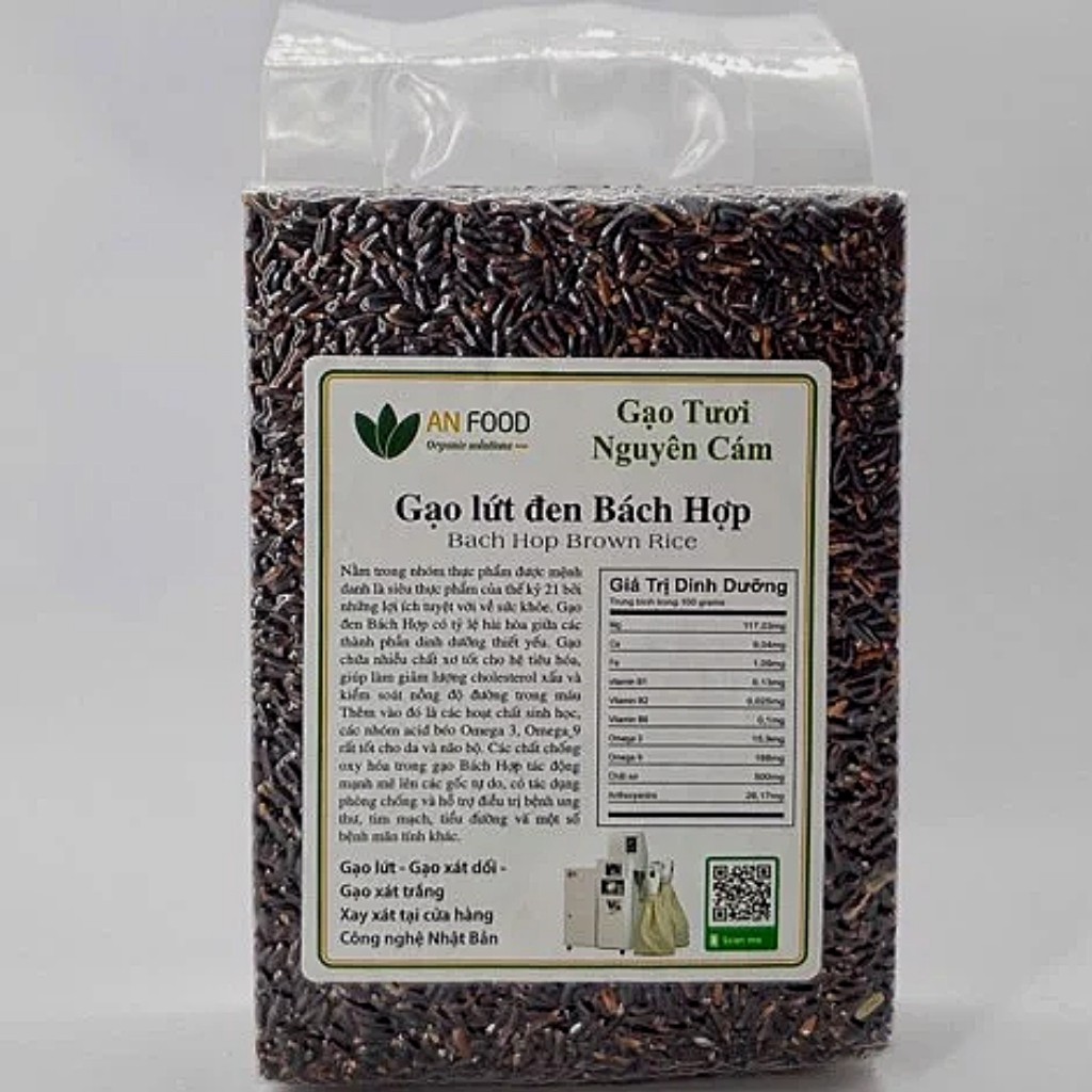 Gạo lứt đen Bách Hợp 1kg- Gạo tươi nguyên cám, tốt cho tim mạch, người tiểu đường và hỗ trợ giảm cân