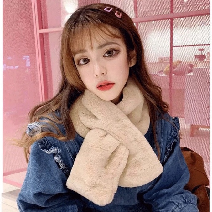 Khăn lông choàng cổ chất lông thỏ dệt mịn - Khăn Cashmere quàng giữ ấm mùa đông cho nam nữ bé hóc sinh đi xe