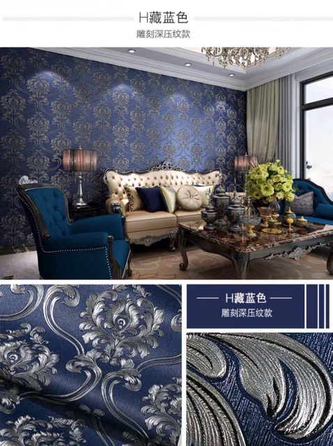 10M giấy dán tường hoa văn 3D in nổi cao cấp khổ 53cm chưa keo | BigBuy360 - bigbuy360.vn