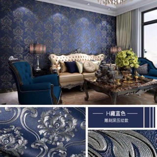 10M giấy dán tường hoa văn 3D in nổi cao cấp khổ 53cm chưa keo