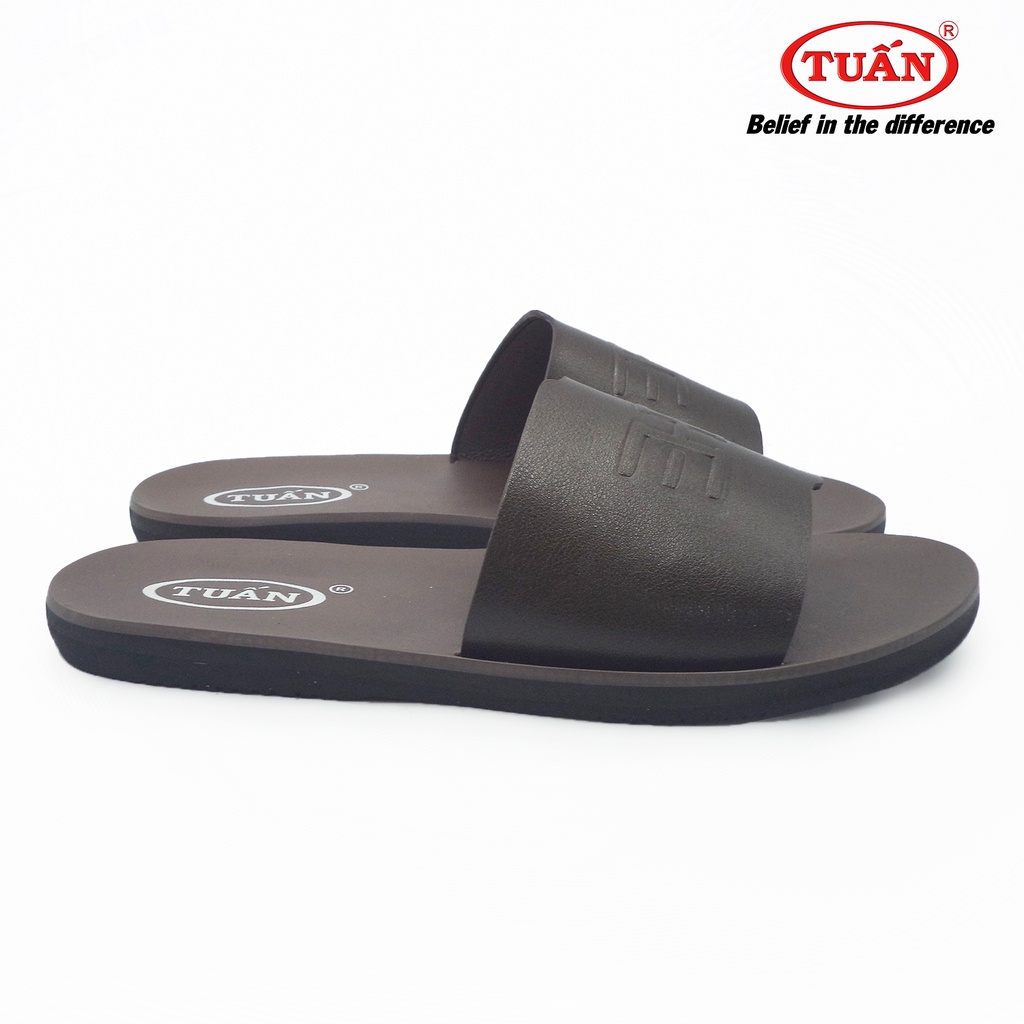 Dép da nam - Dép bảng ngang quai da bò tự nhiên thương hiệu dép da Tuấn DXHU-16H