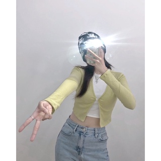 JANET STUDIO • Áo 1 nút xanh bơ