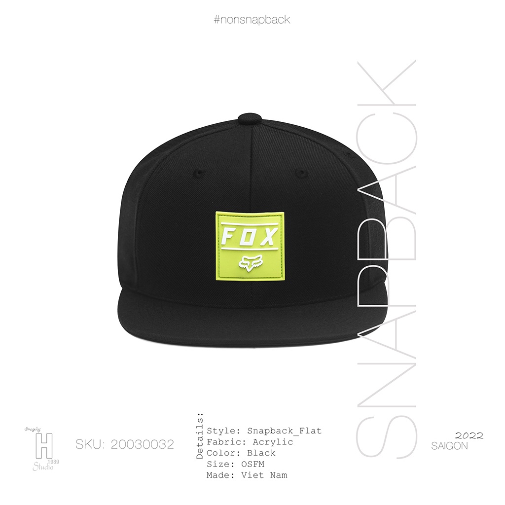 Mũ snapback thời trang nam màu đen cao cấp logo Fox hàng chất lượng tiêu chuẩn xuất khẩu khóa gài bấm free size