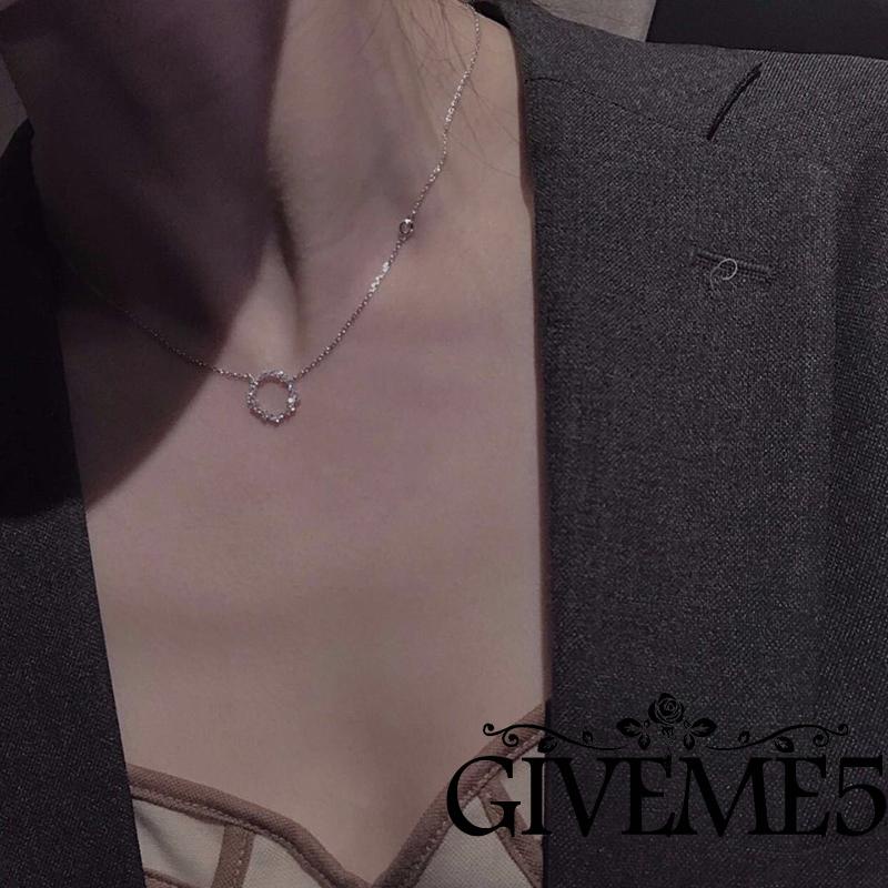 Vòng cổ mặt hình tròn đính đá thời trang nữ