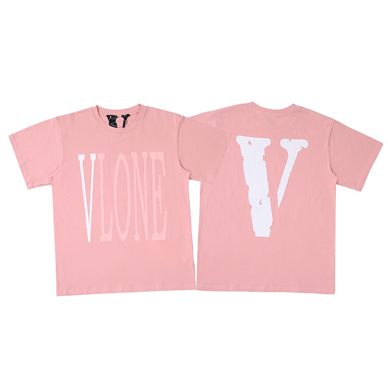 Áo Thun Cotton Tay Ngắn Dáng Rộng In Chữ Vlone Phản Quang Thời Trang Cho Cặp Đôi