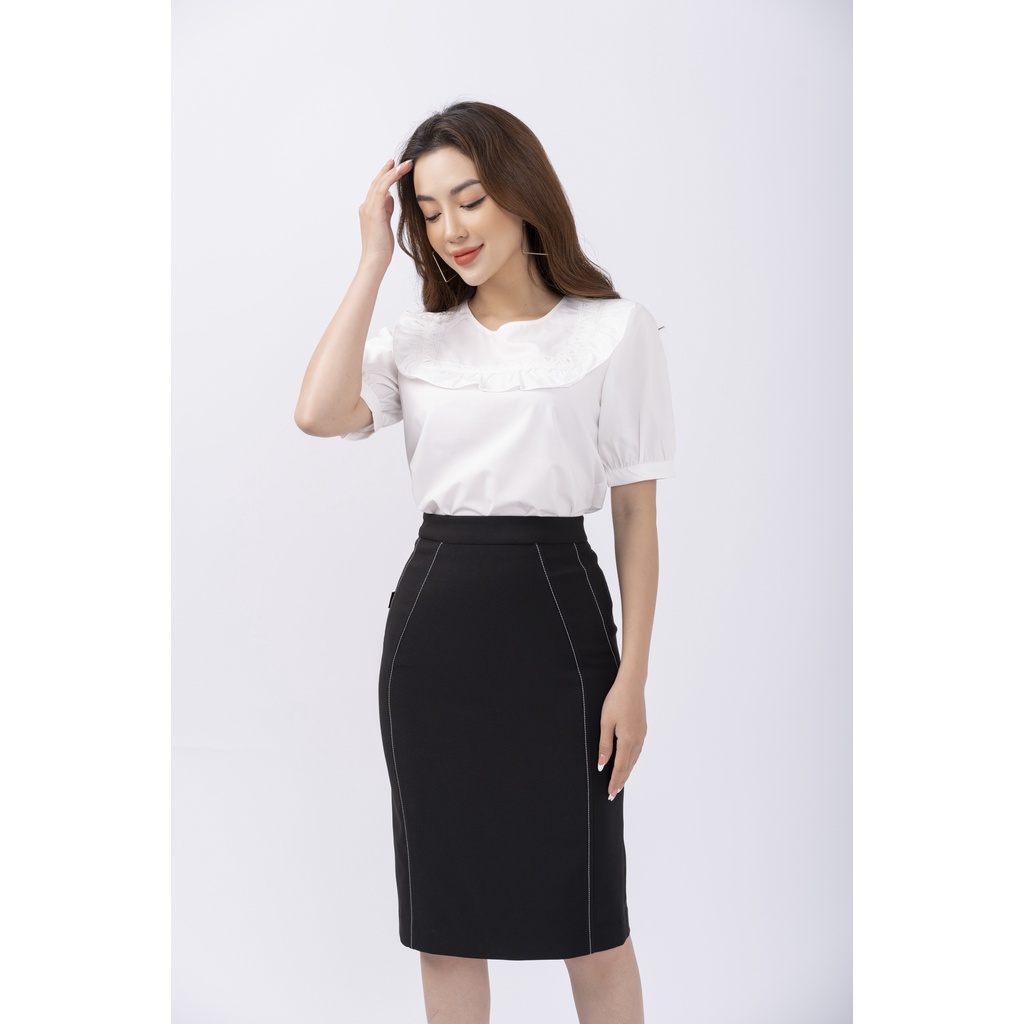 Chân váy dáng ôm đường can 2 bên thân trước trần chỉ sáng màu FIONA F252181