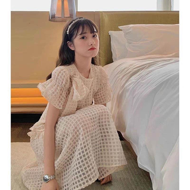 Đầm tơ bèo tay ngắn