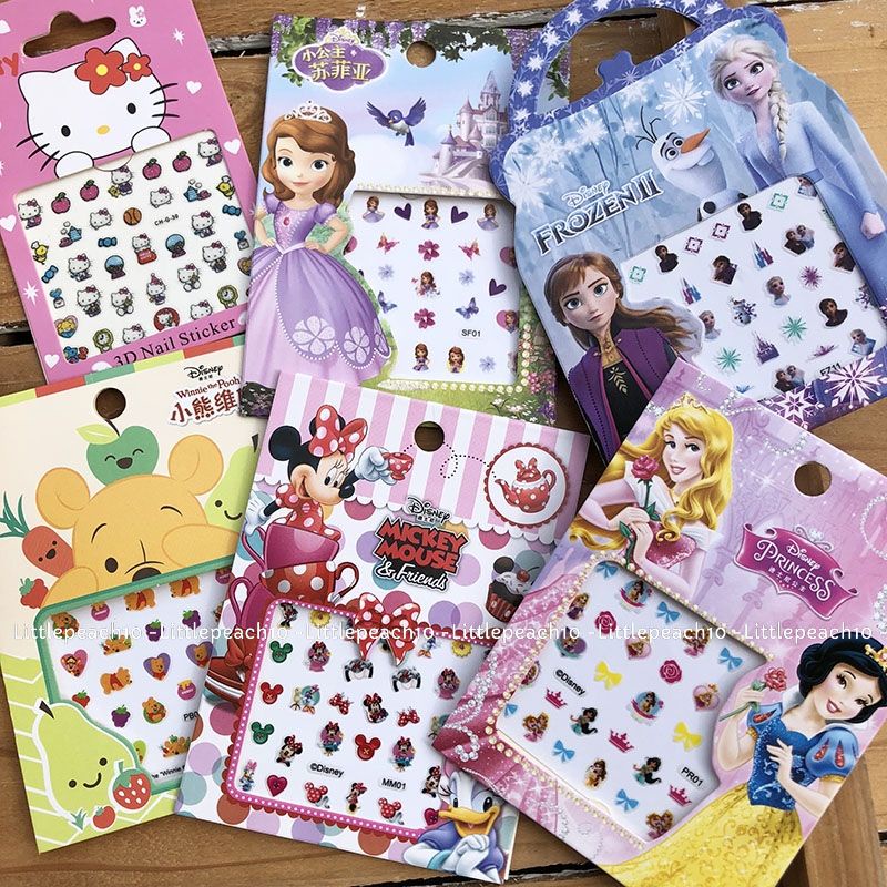 Nail Sticker Disney,Sticker dán móng tay đủ hình Frozen Princess Toy Pony Minnie Kitty cho bé