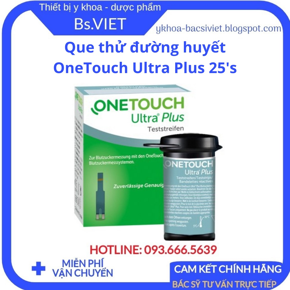 Que thử đường huyết OneTouch Ultra Plus 25's - Que thử được cấu tạo bởi men thử Glucose Dehydrogenase FAD - Bsviet