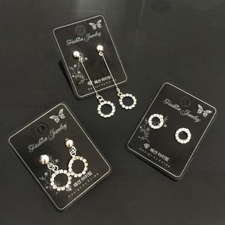 ⚡️ khuyên tai đính đá phong cách hàn quốc 2 mẫu tròn, vuông