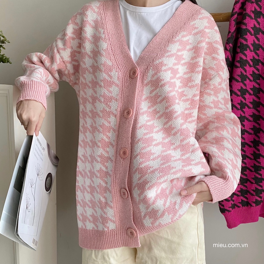 [ Miều ] Áo Cardigan Len họa tiết tia chớp