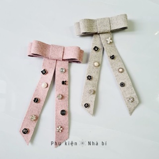 Kẹp tóc nơ vải dạ dáng dài