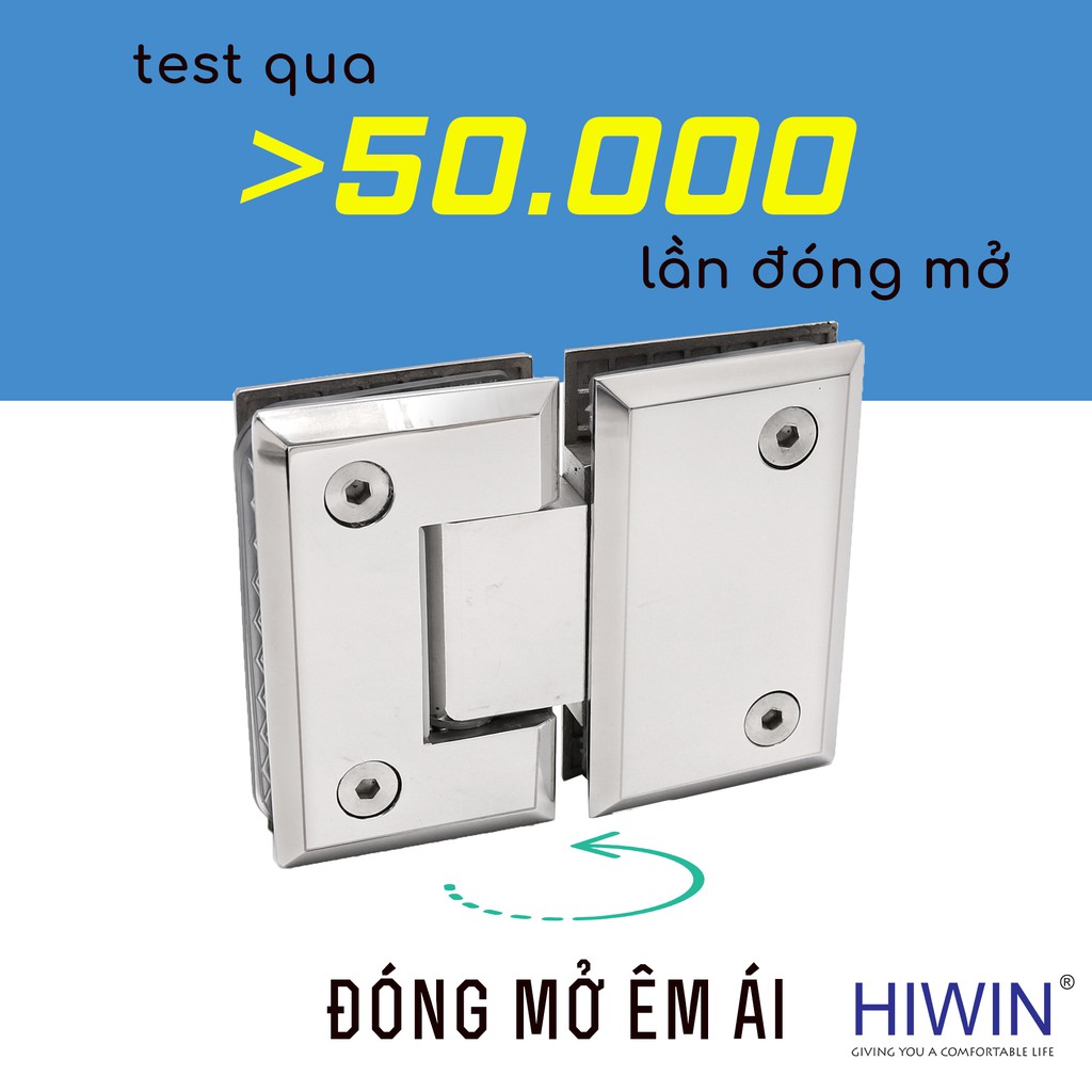 Bản lề phòng tắm kính 180 độ kính kính cạnh vát inox 304 Hiwin HG-007