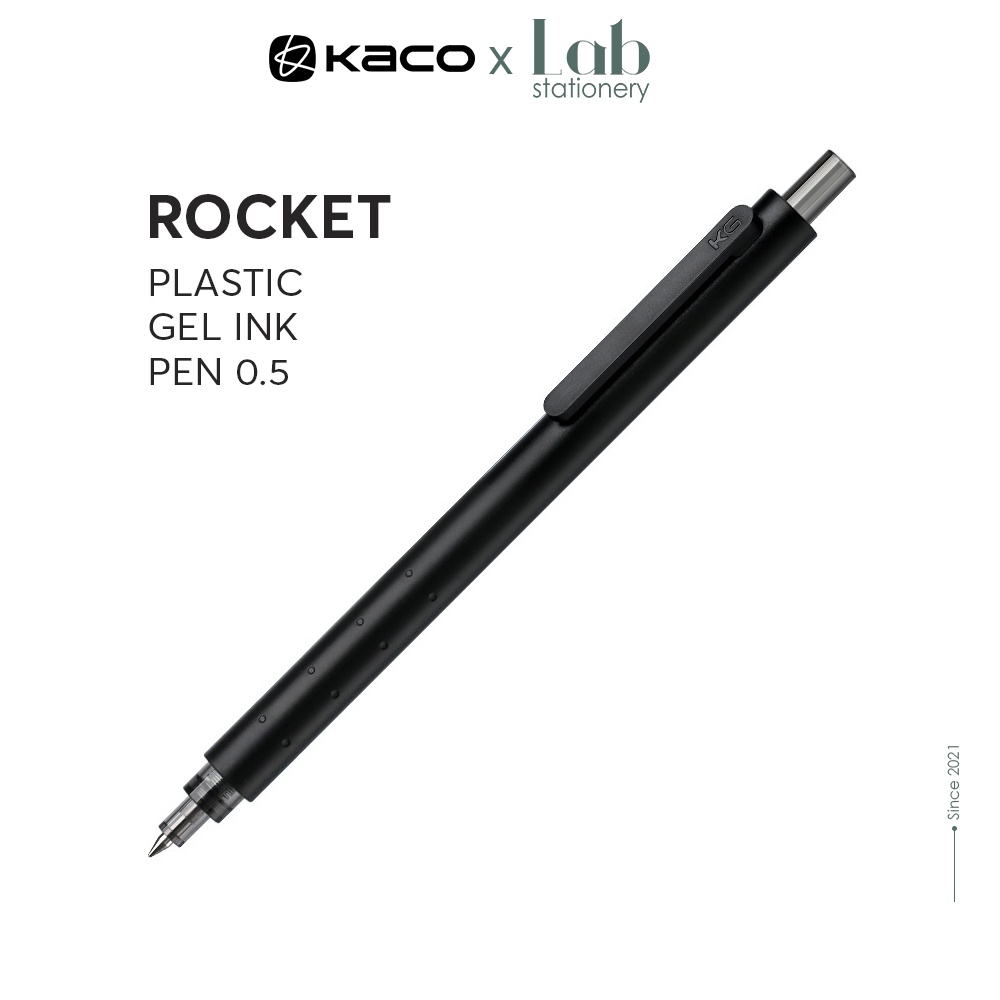 Bút Kaco Rocket Mực Gel Labo 0.5 Có Ngòi Thay Thế Mực Đen, Xanh, Đỏ