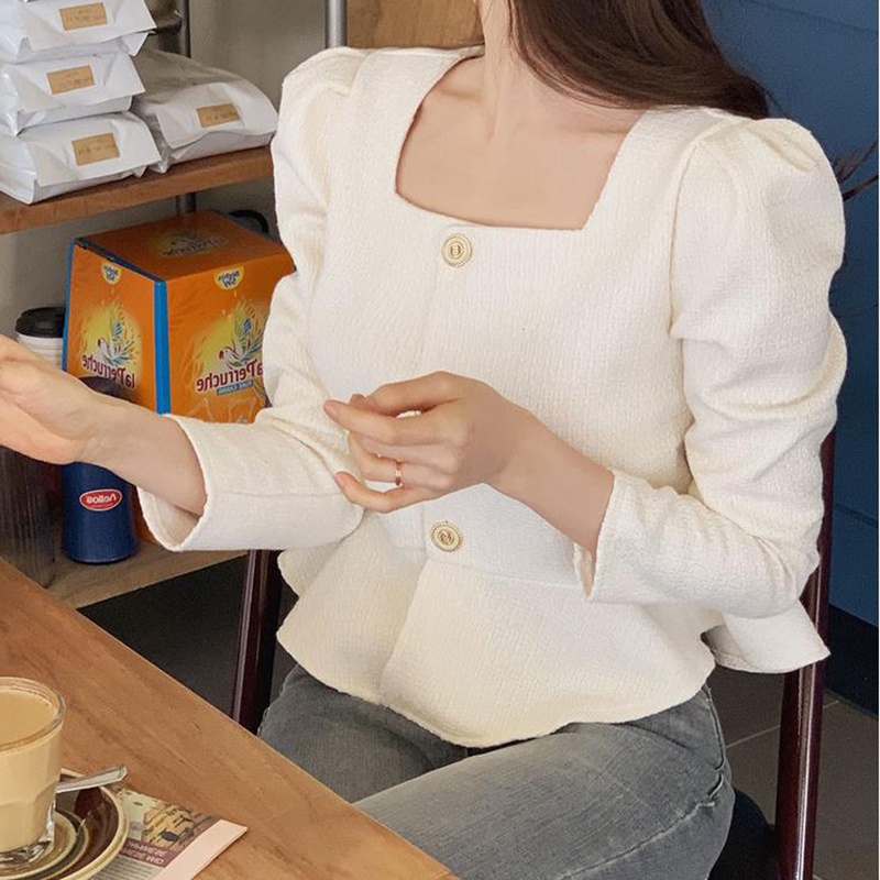 SUXI Áo Sơ Mi Tay Dài Cổ Vuông Màu Sắc Thanh Lịch Dành Cho Nữ