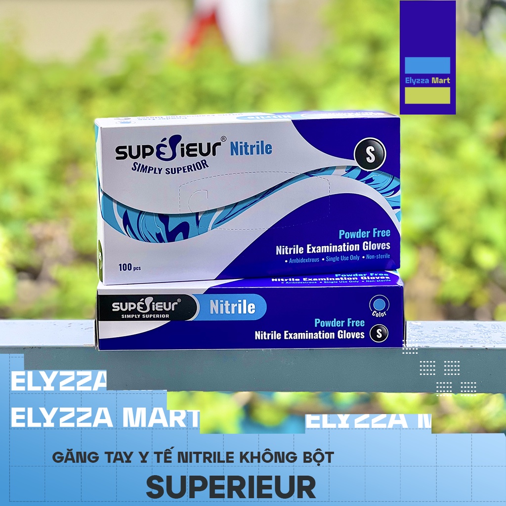 Găng Tay Y Tế Nitrile Superieur Không Bột Màu Xanh