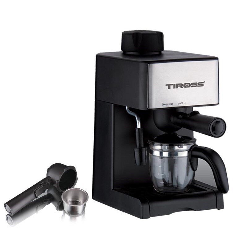 Máy Pha Cà Phê Espresso Tiross TS621, Cốc Lọc Bằng Inox, Áp Suất Nén 4Bar - Home1994 Store