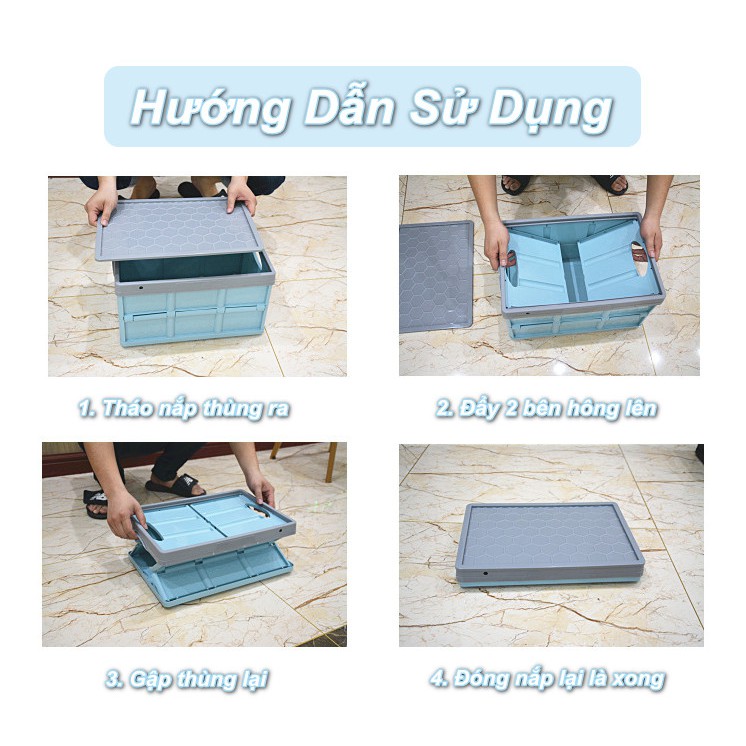 Thùng đựng chống nước 55L có bánh xe kéo xếp gọn Pull&amp;Fold + Tặng kèm túi chống thấm - Home and Garden