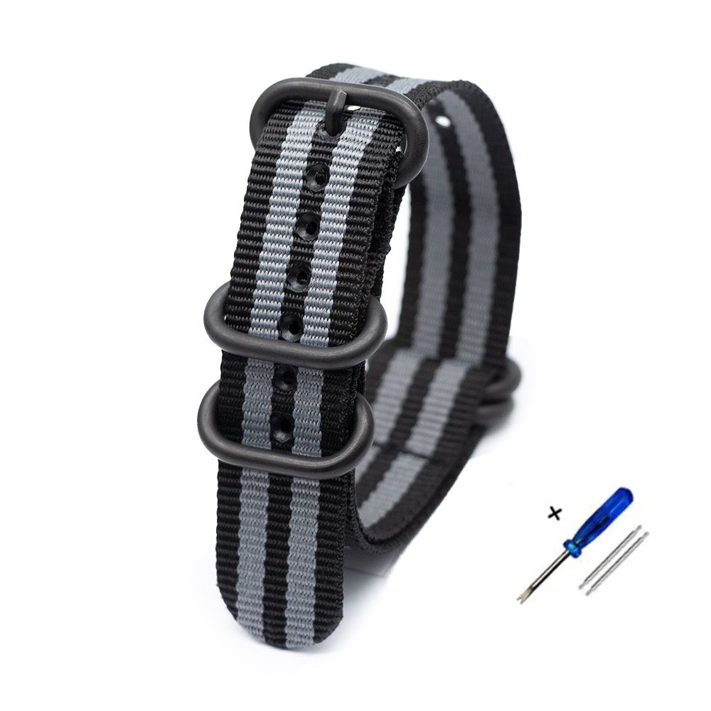 Dây Thắt Lưng Vải canvas 5 Vòng Chống Nước Thay Thế Cho Zulu NATO 18mm 20mm 22mm 24mm