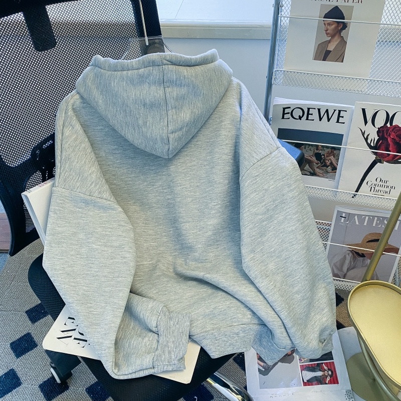 ZHELIHANGFEI Áo Hoodie Tay Dài Dáng Rộng Phối Dây Rút Cá Tính Dễ Phối Đồ