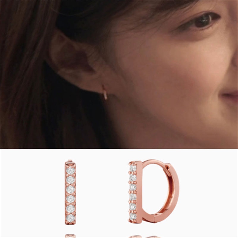 XiaoboACC Khuyên Tai Dạng Vòng 6mm Khảm Đá Zircon Nhân Tạo Nhỏ Phỏng Theo Kiểu Trong Phim Hàn Quốc Nevertheless