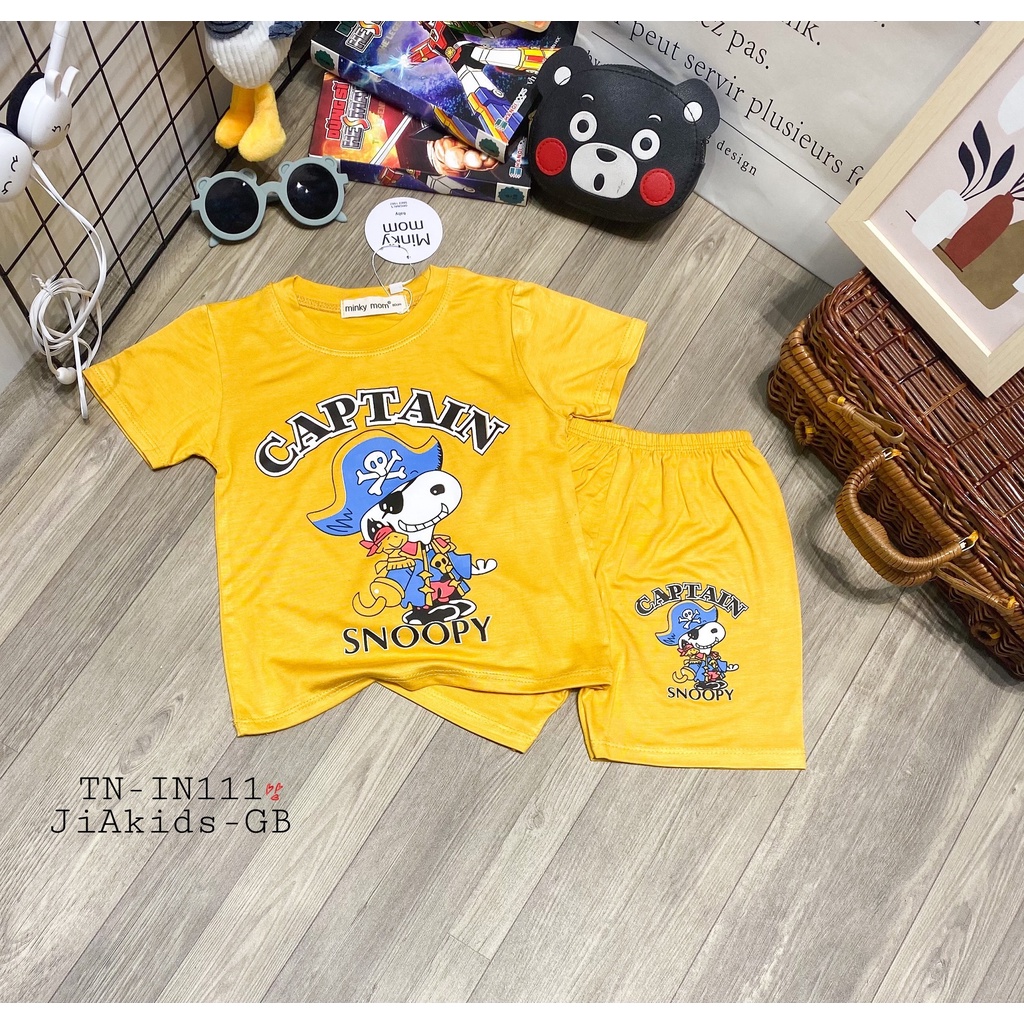 Bộ Cộc Tay THUN LẠNH MINKY MOM In Hình Snoopy Ngộ Nghĩnh Cho Bé TN-IN111
