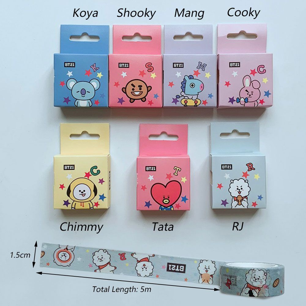 Cuộn Băng Keo Washi In Họa Tiết Bt21 Bts Bền Không Độc Hại An Toàn Cho Trang Trí Sổ Lưu Niệm