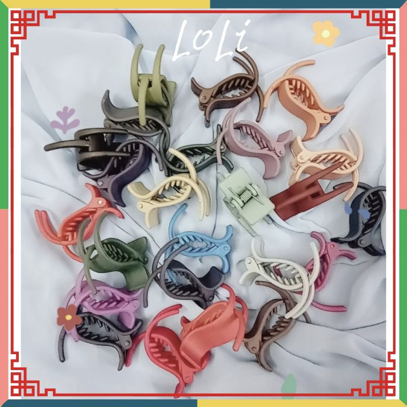 Kẹp tóc càng cua nhựa nhám 3 răng, 5 răng mix nhiều màu